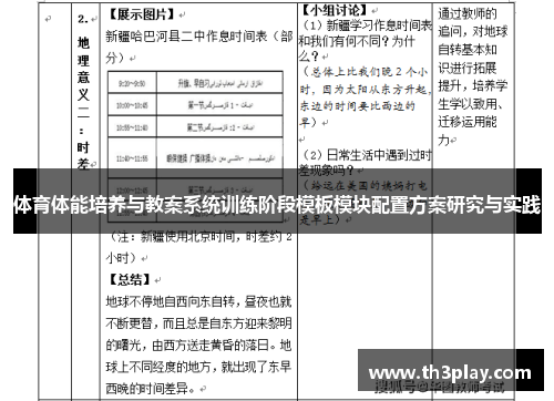 体育体能培养与教案系统训练阶段模板模块配置方案研究与实践